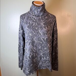 Gray Floral Women's fleece turtleneck